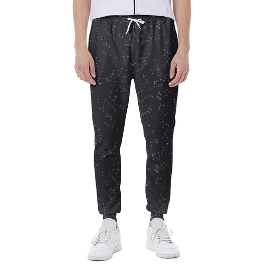 Purple Zodiac Stars Pattern Print Scuba Joggers