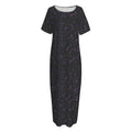 Purple Zodiac Stars Pattern Print Short Sleeve Long Nightdress