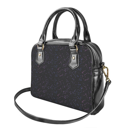 Purple Zodiac Stars Pattern Print Shoulder Handbag