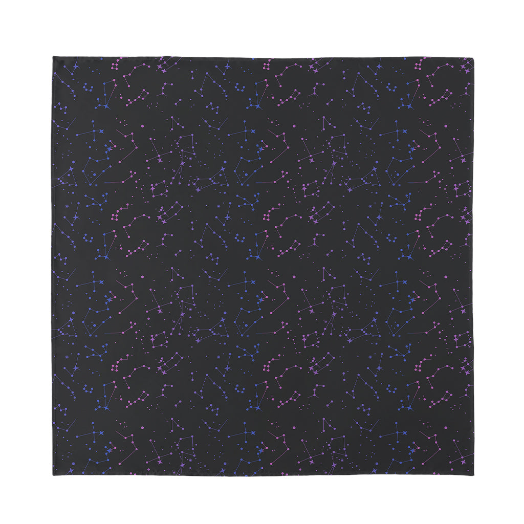 Purple Zodiac Stars Pattern Print Silk Bandana