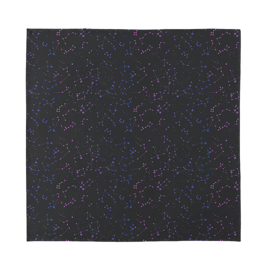 Purple Zodiac Stars Pattern Print Silk Bandana