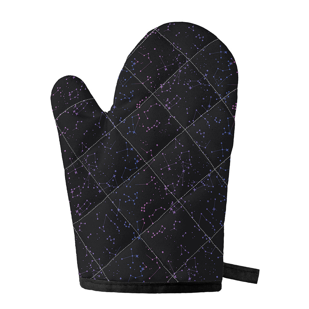 Purple Zodiac Stars Pattern Print Single Oven Mitt