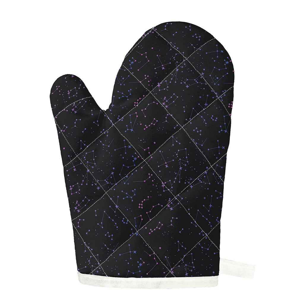 Purple Zodiac Stars Pattern Print Single Oven Mitt