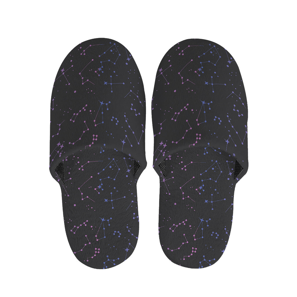 Purple Zodiac Stars Pattern Print Slippers