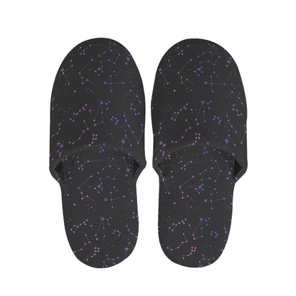 Purple Zodiac Stars Pattern Print Slippers