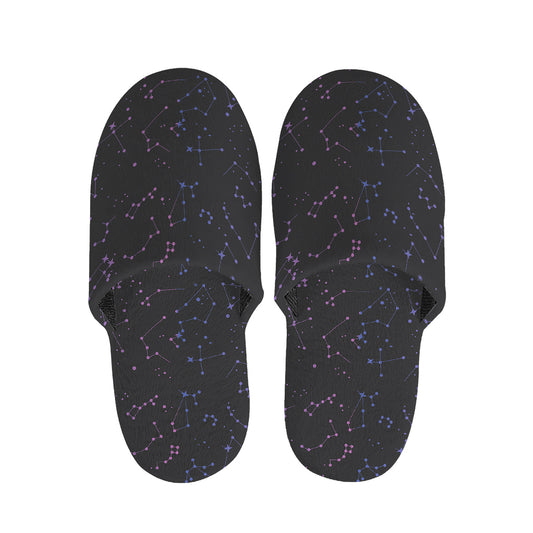 Purple Zodiac Stars Pattern Print Slippers