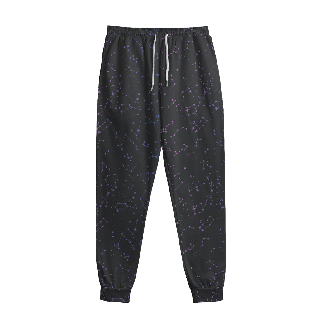 Purple Zodiac Stars Pattern Print Sweatpants
