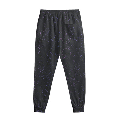 Purple Zodiac Stars Pattern Print Sweatpants