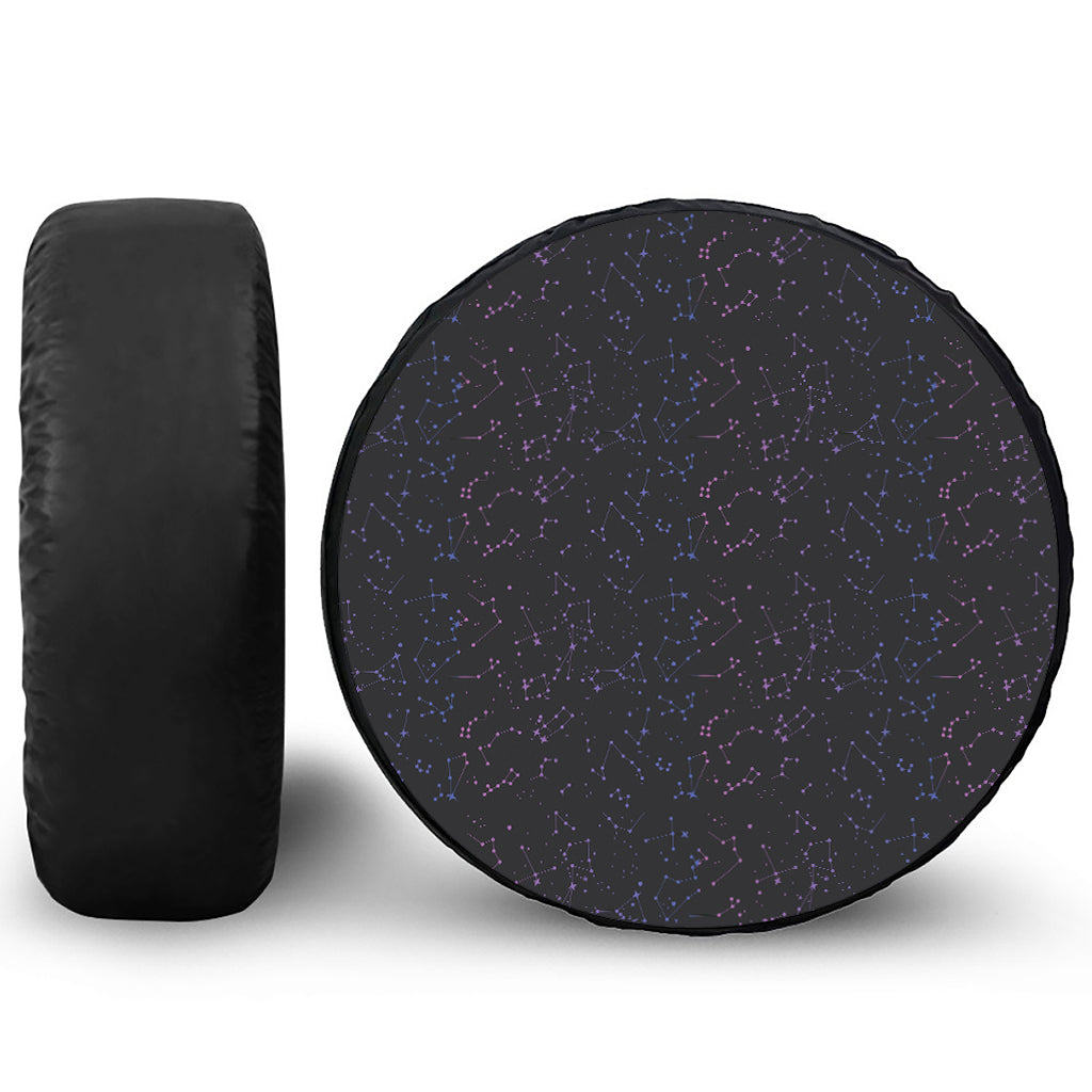 Purple Zodiac Stars Pattern Print Tire Cover