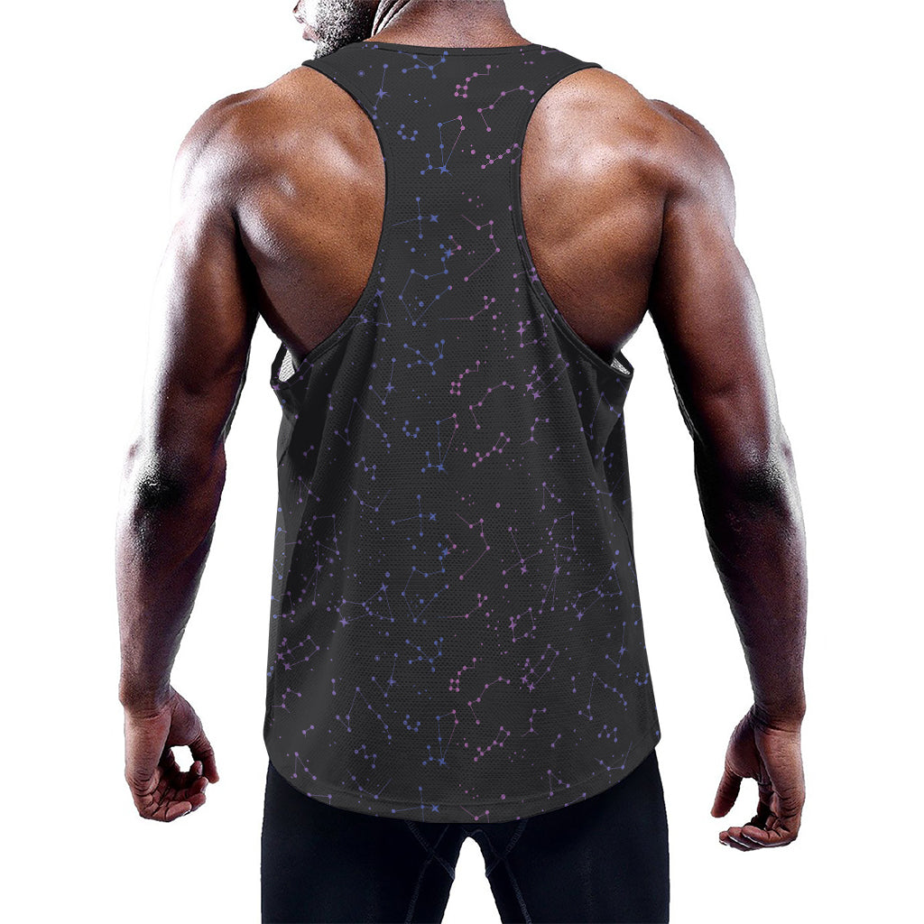 Purple Zodiac Stars Pattern Print Training Tank Top