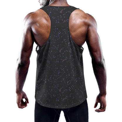 Purple Zodiac Stars Pattern Print Training Tank Top