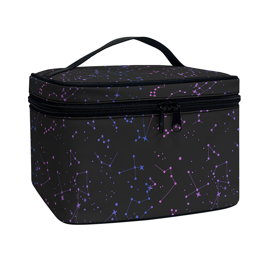 Purple Zodiac Stars Pattern Print Travel Makeup Bag
