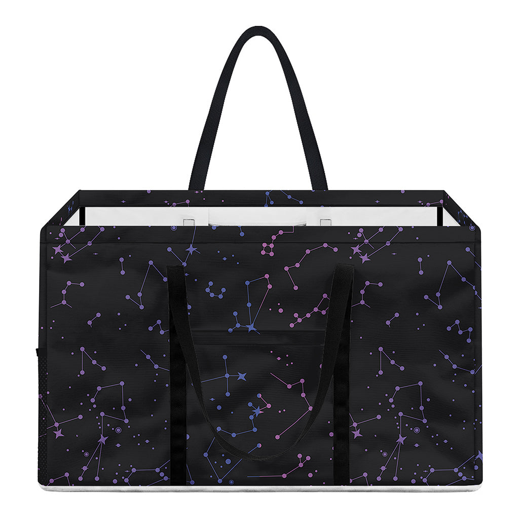 Purple Zodiac Stars Pattern Print Utility Tote Bag