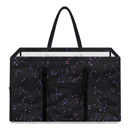 Purple Zodiac Stars Pattern Print Utility Tote Bag