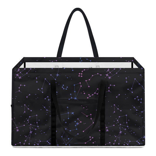 Purple Zodiac Stars Pattern Print Utility Tote Bag