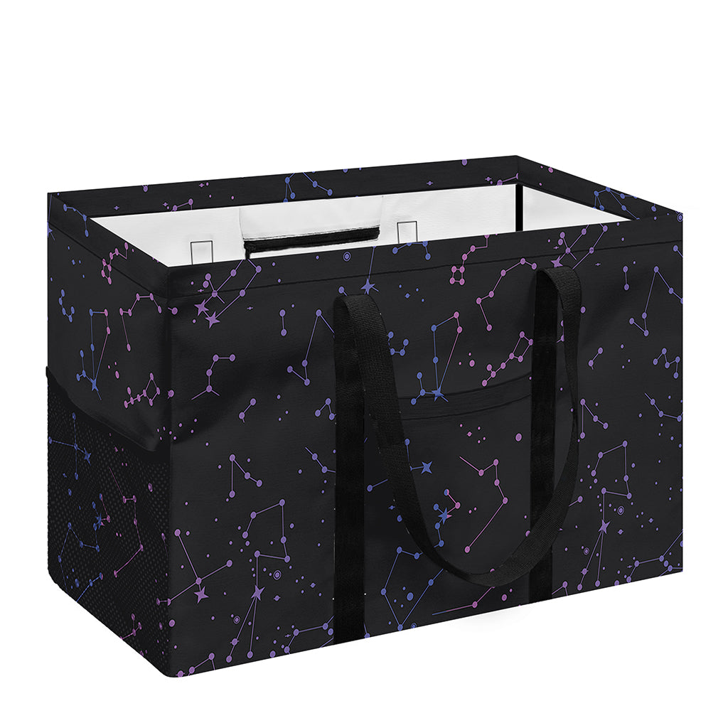 Purple Zodiac Stars Pattern Print Utility Tote Bag