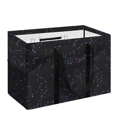 Purple Zodiac Stars Pattern Print Utility Tote Bag