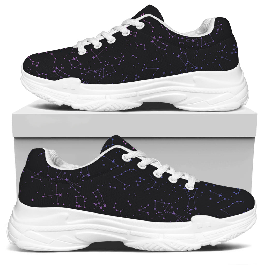 Purple Zodiac Stars Pattern Print White Chunky Shoes