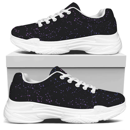 Purple Zodiac Stars Pattern Print White Chunky Shoes
