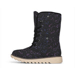 Purple Zodiac Stars Pattern Print Winter Boots