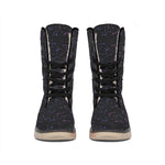Purple Zodiac Stars Pattern Print Winter Boots