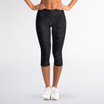 Purple Zodiac Stars Pattern Print Women's Capri Leggings
