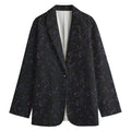 Purple Zodiac Stars Pattern Print Women's Cotton Blazer