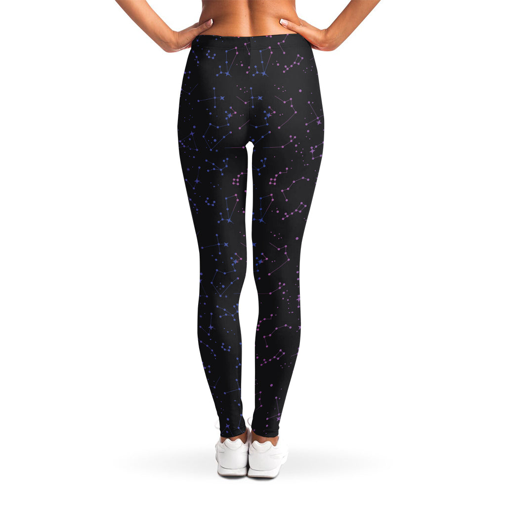 Purple Zodiac Stars Pattern Print Women's Leggings