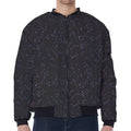 Purple Zodiac Stars Pattern Print Zip Sleeve Bomber Jacket