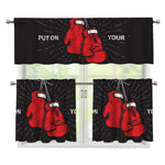 Put On Your Boxing Gloves Print 3 Piece Kitchen Curtains