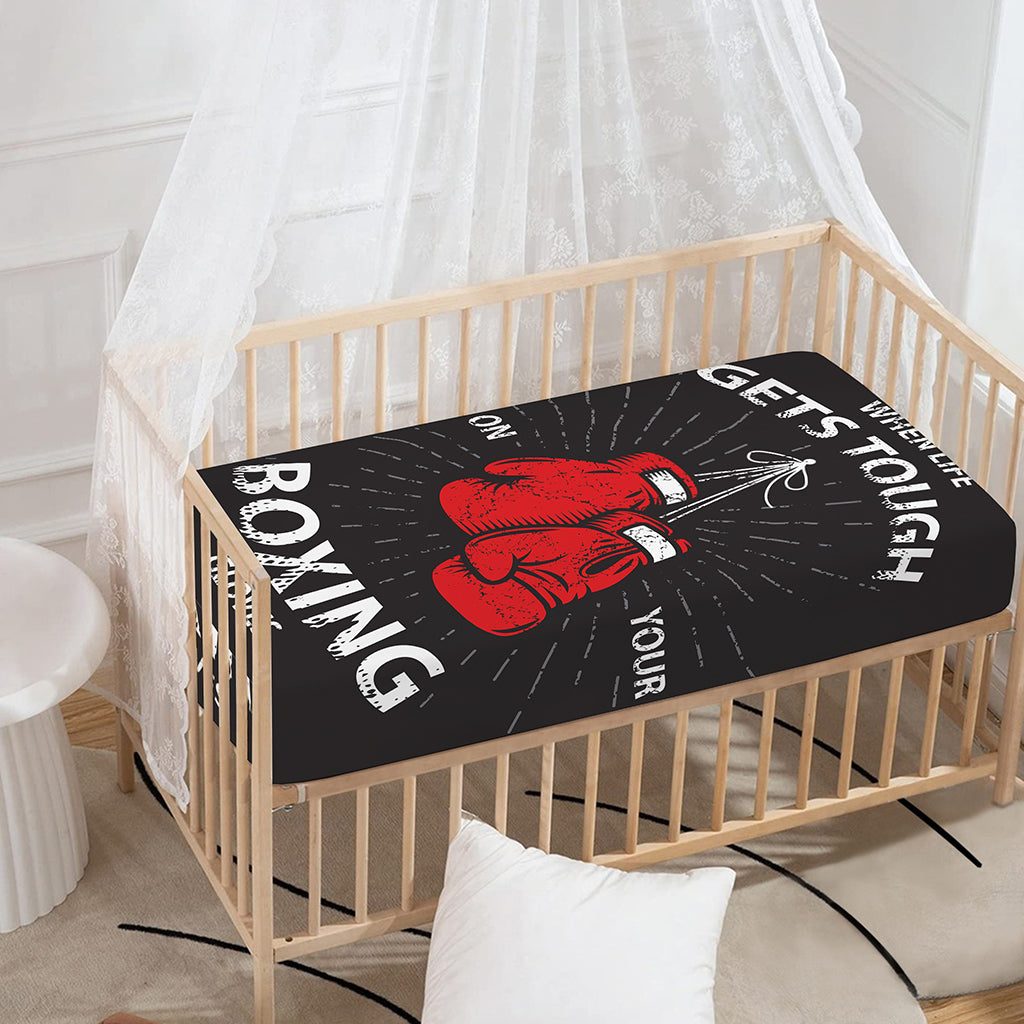 Put On Your Boxing Gloves Print Baby Crib Sheet