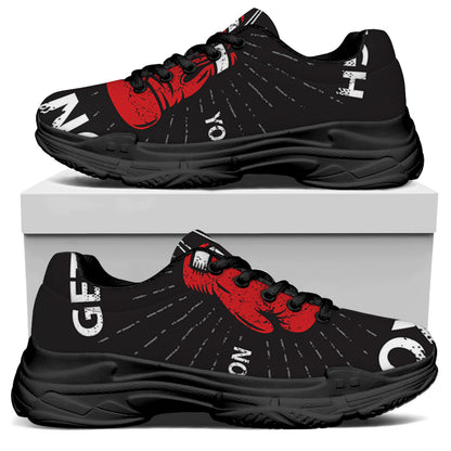 Put On Your Boxing Gloves Print Black Chunky Shoes