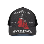 Put On Your Boxing Gloves Print Black Mesh Trucker Cap