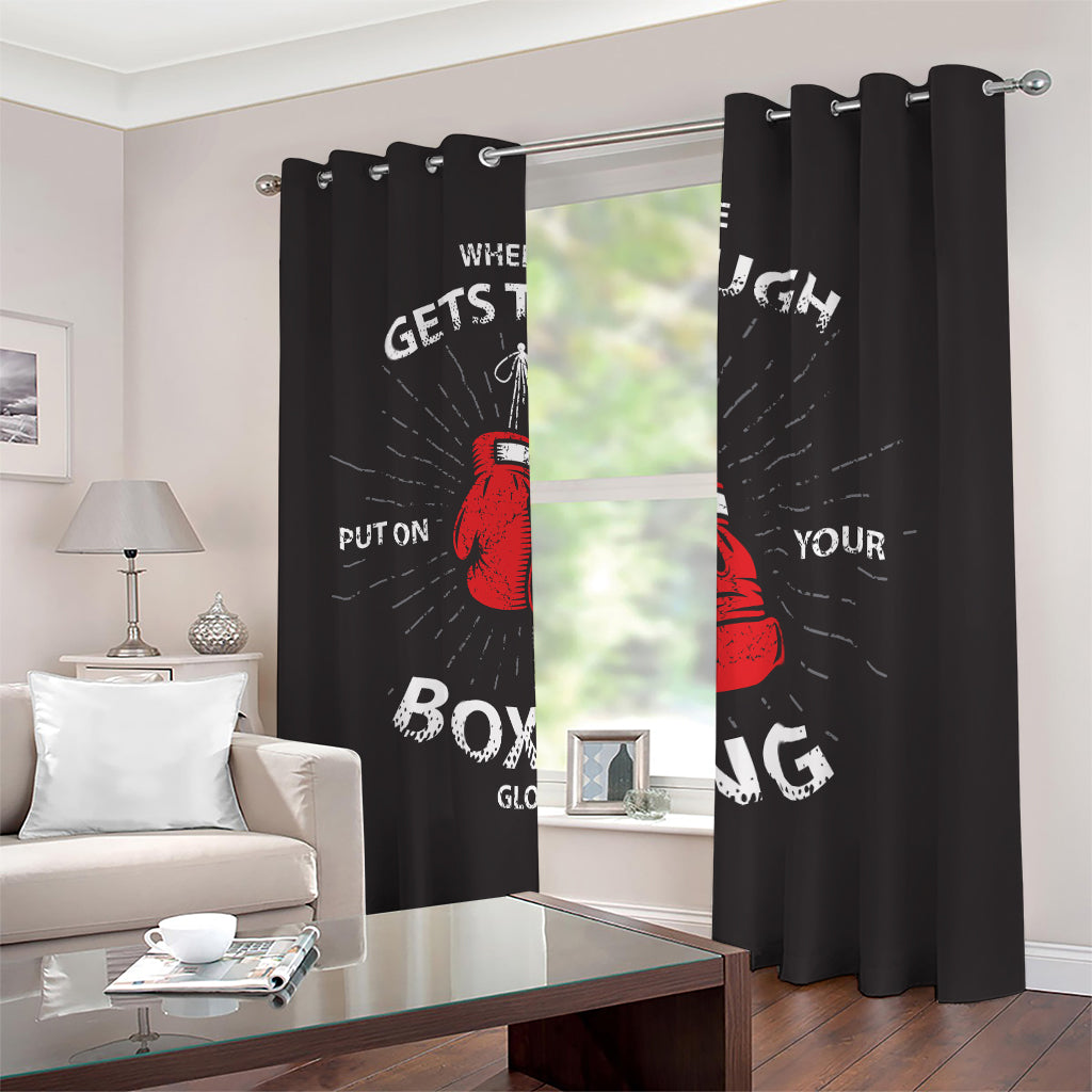 Put On Your Boxing Gloves Print Blackout Grommet Curtains