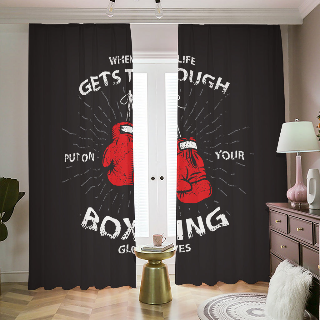 Put On Your Boxing Gloves Print Blackout Pencil Pleat Curtains