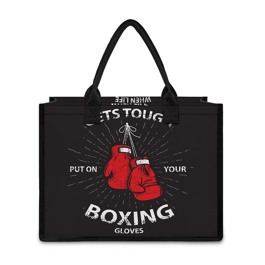 Put On Your Boxing Gloves Print Canvas Tote Bag