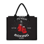 Put On Your Boxing Gloves Print Canvas Tote Bag