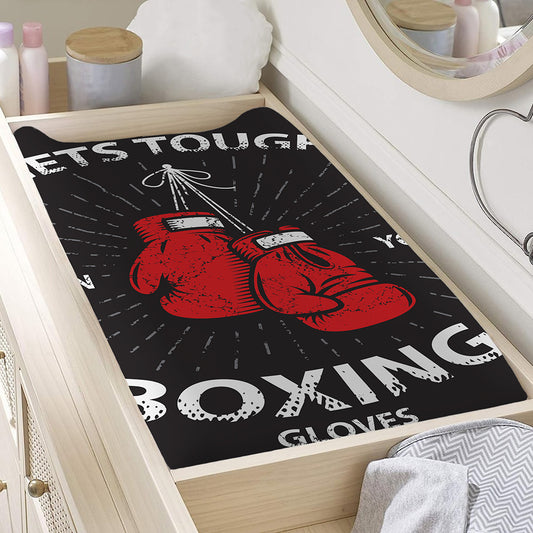 Put On Your Boxing Gloves Print Changing Pad Cover