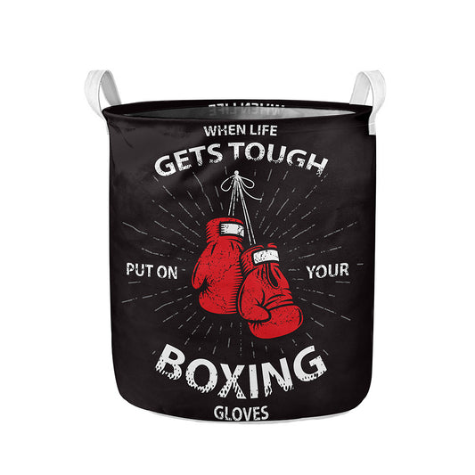 Put On Your Boxing Gloves Print Collapsible Laundry Basket