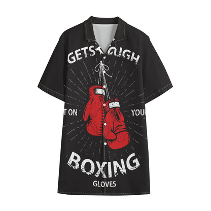 Put On Your Boxing Gloves Print Cotton Hawaiian Shirt