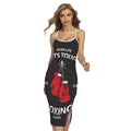 Put On Your Boxing Gloves Print Cross Back Cami Dress
