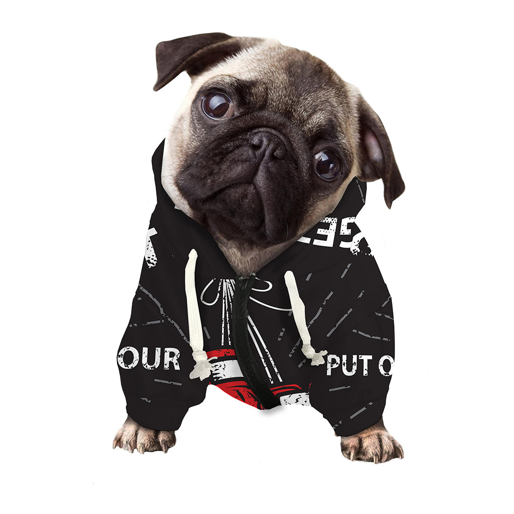 Put On Your Boxing Gloves Print Dog Zip Up Hoodie