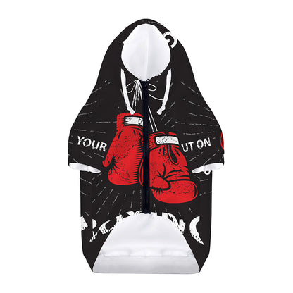 Put On Your Boxing Gloves Print Dog Zip Up Hoodie