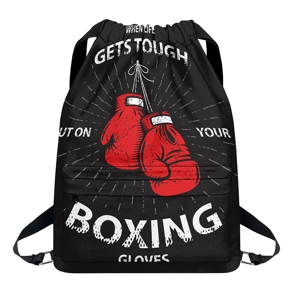 Put On Your Boxing Gloves Print Drawstring Backpack