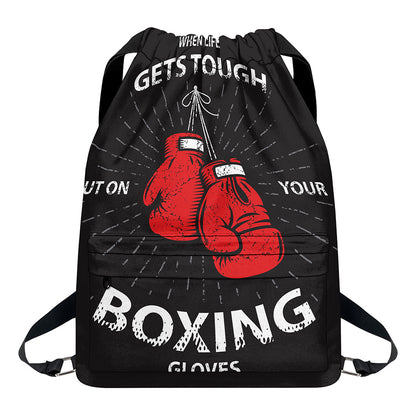 Put On Your Boxing Gloves Print Drawstring Backpack
