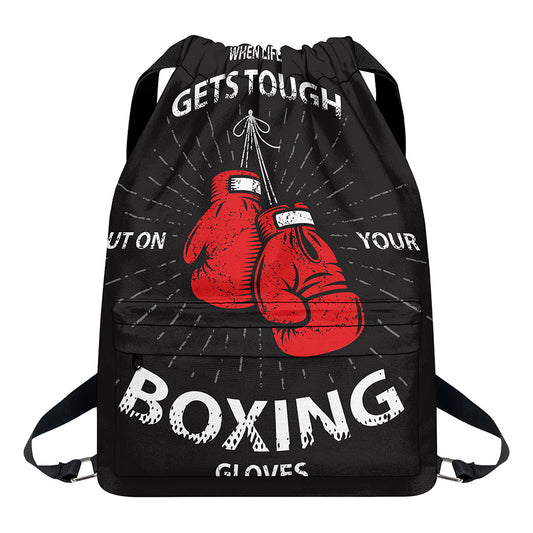 Put On Your Boxing Gloves Print Drawstring Backpack