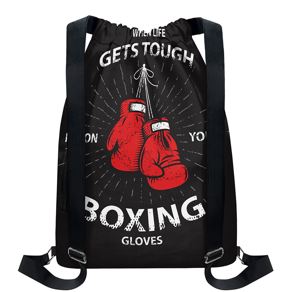 Put On Your Boxing Gloves Print Drawstring Backpack