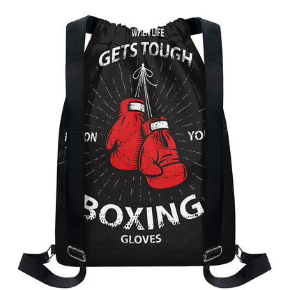 Put On Your Boxing Gloves Print Drawstring Backpack
