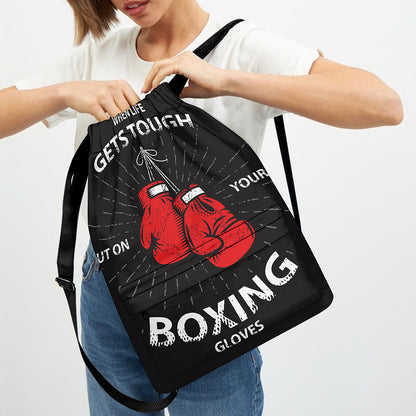 Put On Your Boxing Gloves Print Drawstring Backpack