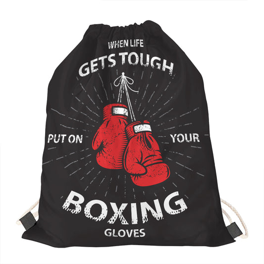 Put On Your Boxing Gloves Print Drawstring Bag